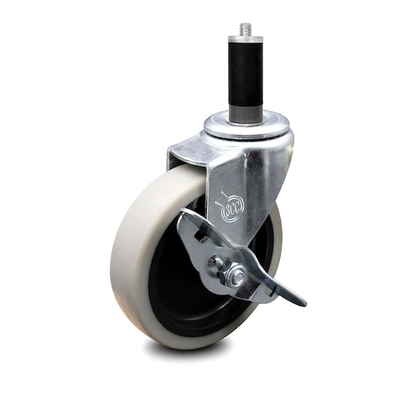 4 Inch Thermoplastic Rubber Wheel 1-1/8 Inch Expanding Stem Caster with Brake